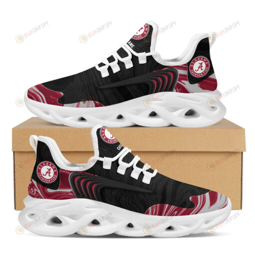 Alabama Crimson Tide Logo Custom Name Pattern 3D Max Soul Sneaker Shoes In Black