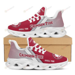 Alabama Crimson Tide Logo Custom Name Pattern 3D Max Soul Sneaker Shoes In Red And Gray