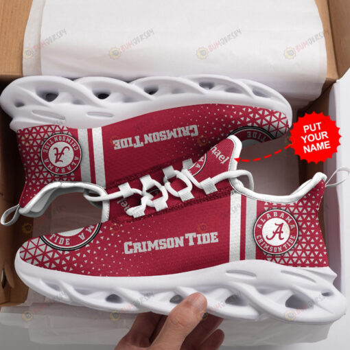 Alabama Crimson Tide Logo In Red Custom Name 3D Max Soul Sneaker Shoes