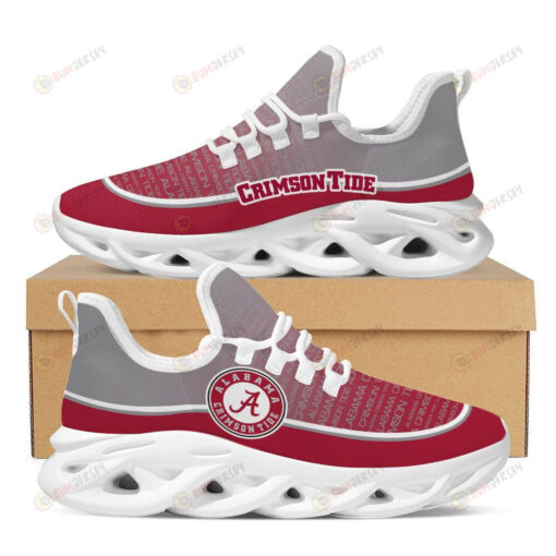 Alabama Crimson Tide Logo Pattern 3D Max Soul Sneaker Shoes In Red And Gray