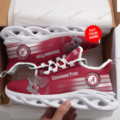 Alabama Crimson Tide Logo Pattern Custom Name 3D Max Soul Sneaker Shoes In Red