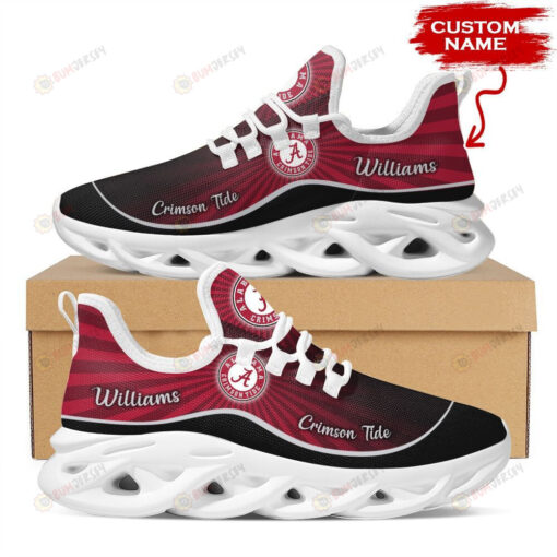 Alabama Crimson Tide Logo Pattern Custom Name 3D Max Soul Sneaker Shoes In Red And Black