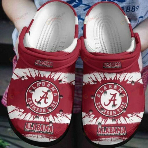 Alabama Crimson Tide Logo Red Paint Splash Crocband Clog Comfortable Water Shoes - AOP Clog