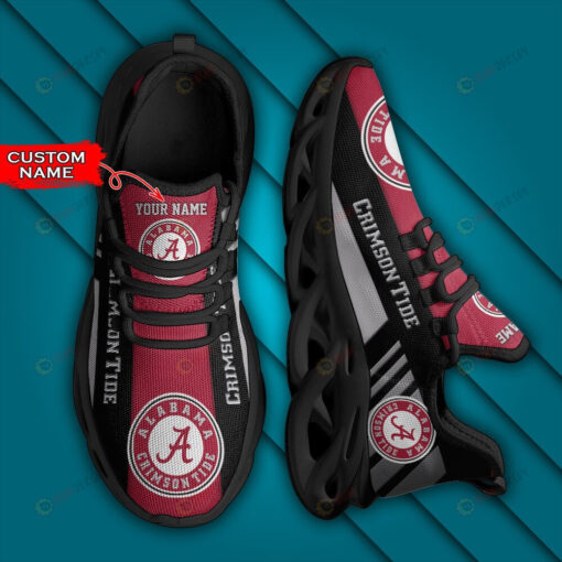 Alabama Crimson Tide Logo Stripe Border Pattern Custom Name 3D Max Soul Sneaker Shoes