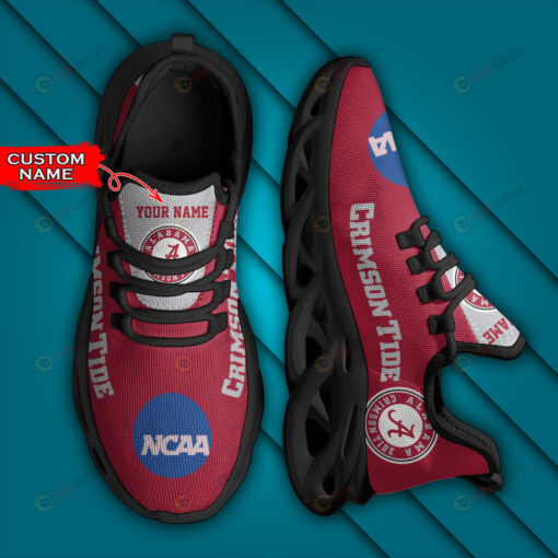 Alabama Crimson Tide Logo Text Pattern Custom Name 3D Max Soul Sneaker Shoes
