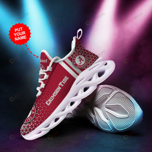 Alabama Crimson Tide Logo Triangle Pattern Custom Name 3D Max Soul Sneaker Shoes