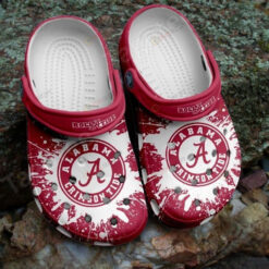 Alabama Crimson Tide Logo White Splash Red Crocband Clog Comfortable Water Shoes - AOP Clog