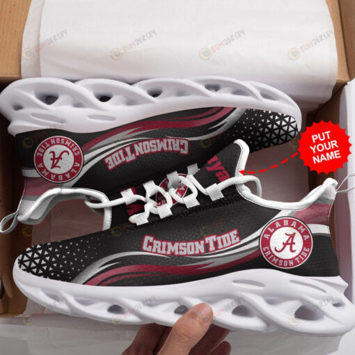 Alabama Crimson Tide Logo With Triangle Pattern Custom Name 3D Max Soul Sneaker Shoes