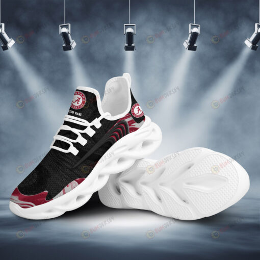 Alabama Crimson Tide Team Logo Wave Pattern Custom Name 3D Max Soul Sneaker Shoes