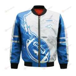 Alabama Huntsville Chargers Bomber Jacket 3D Printed Flame Ball Pattern