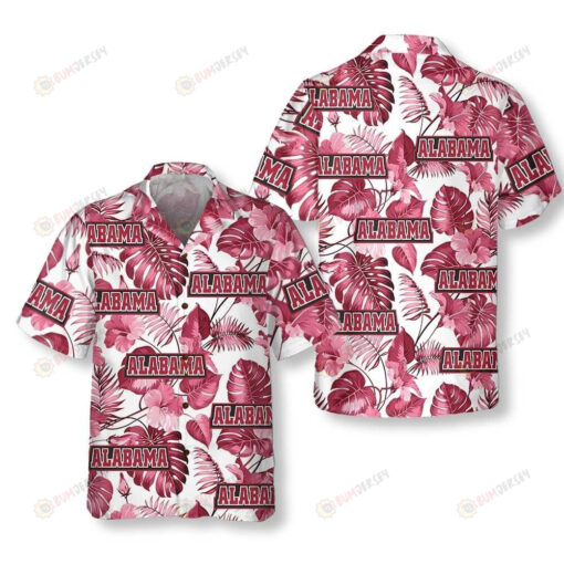 Alabama Red Tropical Hibiscus Leaf Pattern Hawaiian Shirt SH1