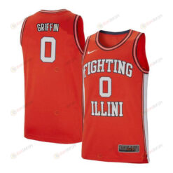 Alan Griffin 0 Illinois Fighting Illini Retro Elite Basketball Men Jersey - Orange
