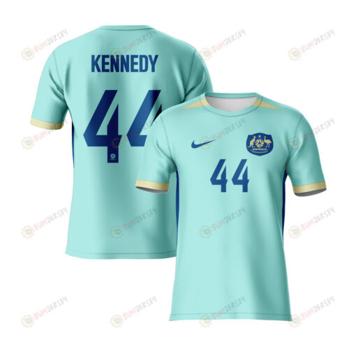 Alanna Kennedy 44 Australia 2023 Youth Away Jersey - Turquoise - All Over Printed Jersey