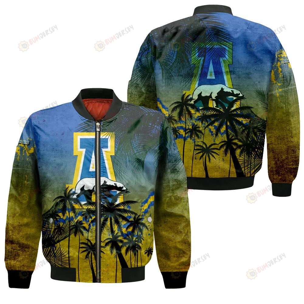 Alaska Nanooks Bomber Jacket 3D Printed Coconut Tree Tropical Grunge