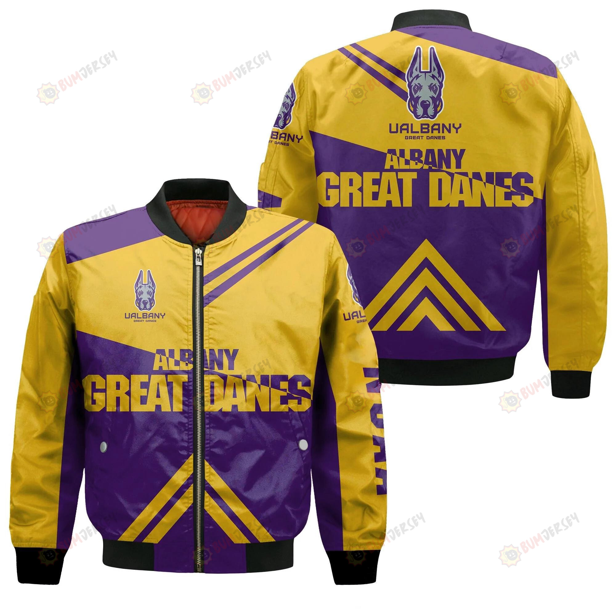 Albany Great Danes Basketball Bomber Jacket 3D Printed - Stripes Cross Shoulders