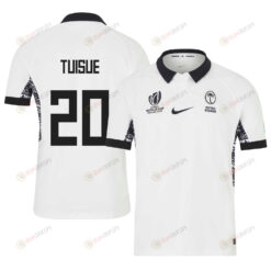 Albert Tuisue 20 Fiji 2023 Rugby World Cup Home Stadium Jersey - White