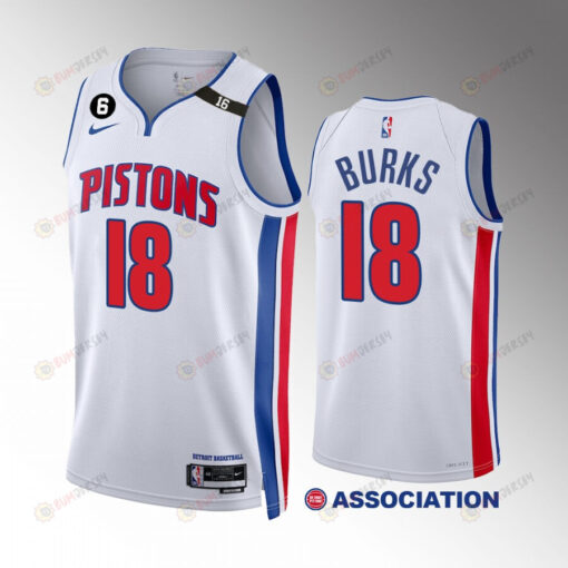 Alec Burks 18 2022-23 Detroit Pistons White Association Edition Jersey Swingman