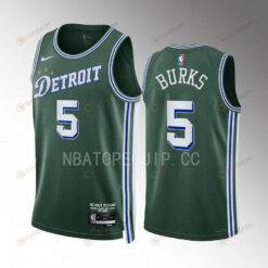 Alec Burks 5 2022-23 Detroit Pistons Green City Edition Jersey Swingman