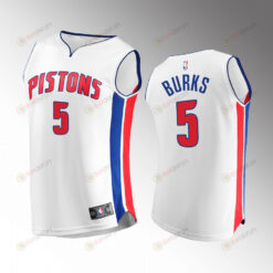 Alec Burks Pistons 5 White Jersey Fast Break 2022-23