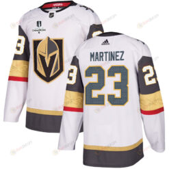 Alec Martinez 23 Vegas Golden Knights Stanley Cup 2023 Champions Patch Away Breakaway Men Jersey - White