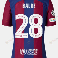 Alejandro Balde 28 Barcelona 2023/24 With UCL Badge Home Men Jersey