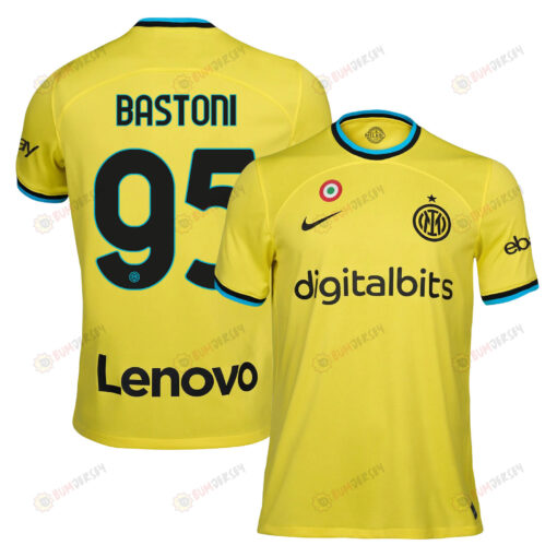 Alessandro Bastoni 95 Inter Milan 2022/23 Third Men Jersey - Yellow