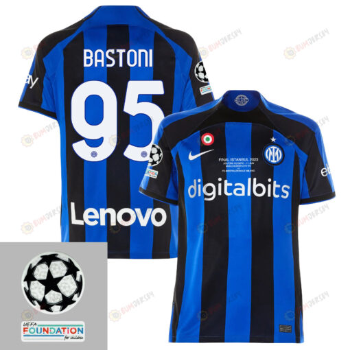 Alessandro Bastoni 95 Inter Milan UEFA 2023 Final Match Details Patch Badge - Home Jersey