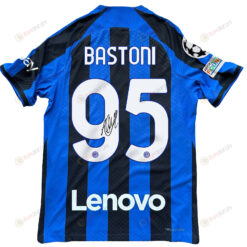 Alessandro Bastoni 95 Signed Inter Milan 2022/23 Home Men Jersey - Black/Blue Stripes