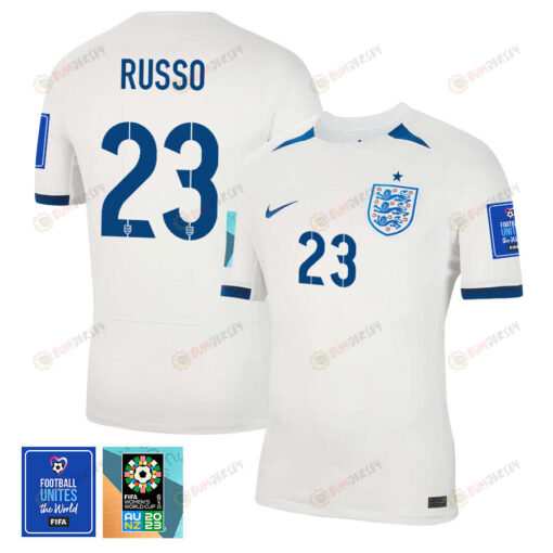 Alessia Russo 23 England 1 Star FIFA Patch Women's National Team 2023-24 World Cup Home Men Jersey