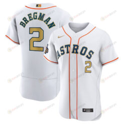 Alex Bregman 2 Houston Astros 2023 Gold Collection Player Elite Jersey - White