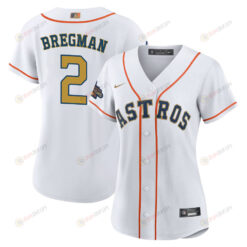 Alex Bregman 2 Houston Astros 2023 Gold Collection Women Jersey - White/Gold