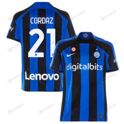 Alex Cordaz 21 Inter Milan 2022/23 Home Men Jersey - Black/Blue Stripes