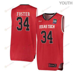 Alex Foster 34 Texas Tech Red Raiders Basketball Youth Jersey - Red