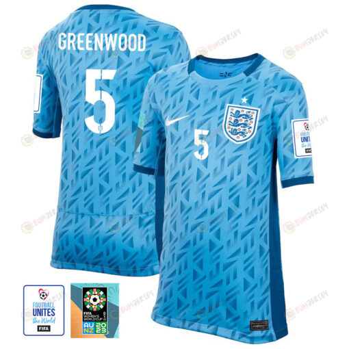 Alex Greenwood 5 England 1 Star FIFA Patch Women's National Team 2023-24 World Cup Away Jersey