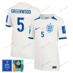 Alex Greenwood 5 England 1 Star FIFA Patch Women's National Team 2023-24 World Cup Home Jersey