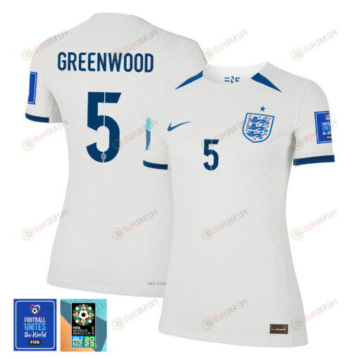 Alex Greenwood 5 England 1 Star FIFA Patch Women's National Team 2023-24 World Cup Home WOMEN Jersey