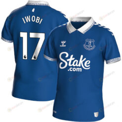 Alex Iwobi 17 Everton FC 2023-24 Premier League Hummel Home Men Jersey - Blue