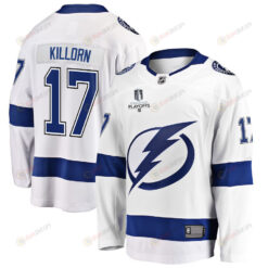 Alex Killorn 17 Tampa Bay Lightning Stanley Cup 2023 Playoffs Patch Away Breakaway Men Jersey - White