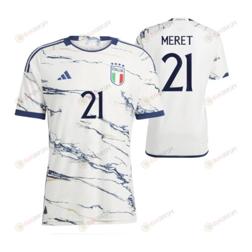 Alex Meret 21 Italy National Team 2023-24 Away Men Jersey - White