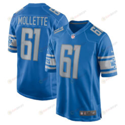 Alex Mollette 61 Detroit Lions Team Game Men Jersey - Blue