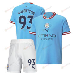 Alex Robertson 93 Manchester City Home Kit 2022-23 Youth Jersey - Sky Blue