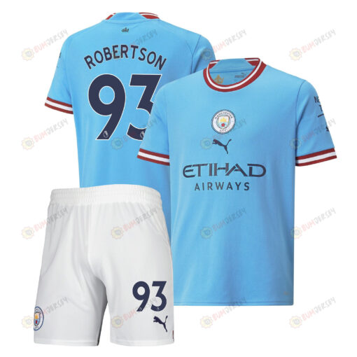 Alex Robertson 93 Manchester City Home Kit 2022-23 Youth Jersey - Sky Blue