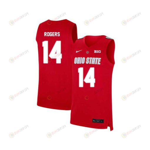 Alex Rogers 14 Ohio State Buckeyes Elite Basketball Men Jersey - Red
