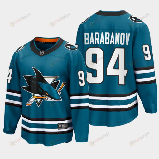 Alexander Barabanov 94 San Jose Sharks 2022-23 Home The Evolve Teal Jersey