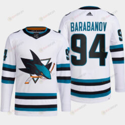 Alexander Barabanov 94 San Jose Sharks White Jersey 2022-23 Away Primegreen