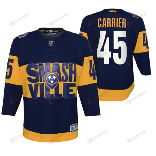 Alexandre Carrier 45 Predators 2022 Stadium Series Youth Navy Primegreen Jersey Jersey