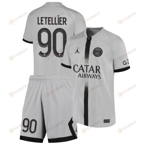 Alexandre Letellier 90 Paris Saint-Germain Away Kit 2022-23 Youth Jersey - Black