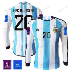 Alexis Mac Allister 20 Argentina 2022-23 Home Men Long Sleeve Jersey National Team World Cup Qatar