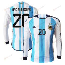 Alexis Mac Allister 20 Argentina 2022-23 Home Men Long Sleeve Jersey National Team World Cup Qatar