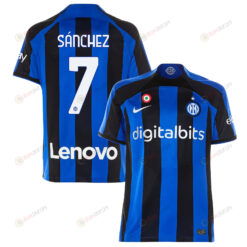 Alexis S?nchez 7 Inter Milan 2022/23 Home Men Jersey - Black/Blue Stripes